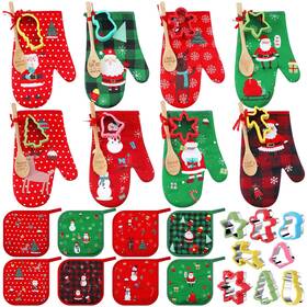 Ko-suclain-1261 Suclain 32 Pcs Christmas Oven Mitts Pot Holders Baking Gift Set Pack Holiday C