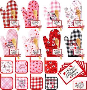 Ko-suclain-2478 Suclain 32 Pcs Valentines Day Oven Mitt And Pot Holders Bright Color