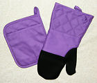 Sultan S Linens 2 Piece Set Purple Oven Mitt Pocket Pot Holder With Neoprene Grips 081481230063