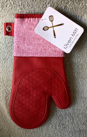 Sultans Linens 731236106401 Red Oven Mitt Cotton With Silicone Grip Nwt