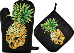 Summer Pineapple Oven Mitts And Pot Holders Sugar Skull Heat Resistant Gloves P