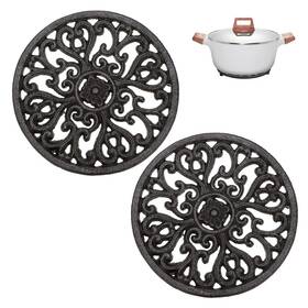 Ulsmc00319 Sumnacon 2pcs Round Cast Iron Trivets - 6.7 Inch Heat Resistant For Hot Dish Pot Pan