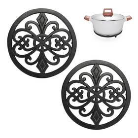 Ulsmc00660 Sumnacon 2pcs Round Cast Iron Trivets - 8 Inch Heat Resistant For Hot Dis