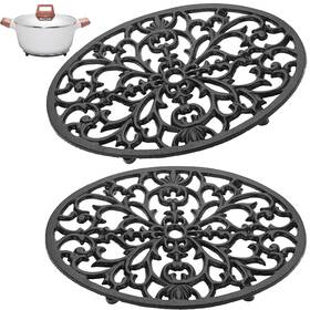 Ulsmc00861 Sumnacon 2pcs Oval Cast Iron Trivet Antique Heat Resistant Metal For Hot Dish Pot