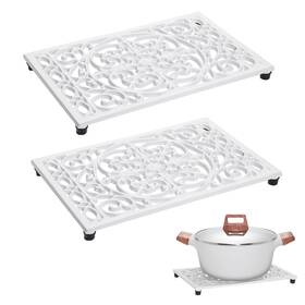 Ulsmc01444 Sumnacon 2 Pack Rectangle Cast Iron Trivets Rustic Hot Dish Plate Trive