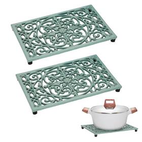 Ulsmc01445 Sumnacon 9.6 X 6.3 Inch Cast Iron Trivet 2 Pack Metal Trivets With Rubber Feets