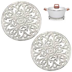 Ulsmc01587 Sumnacon 2pcs Round Cast Iron Trivets - 6.7 Inch Heat Resistant For Hot D
