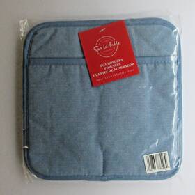Sur La Table 028332785464 Square Chambray Light Blue Pot Holder Set 2-pack Nwt