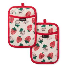 Sur La Table 028332837101 Kitchen Essentials Quirky Strawberries Fruit Potholder 2-pack Set 100% Cot