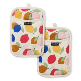 Sur La Table 028332837125 Kitchen Essentials Lemon Zest Citrus Fruit Potholder 2-pack Set 100% Cotto