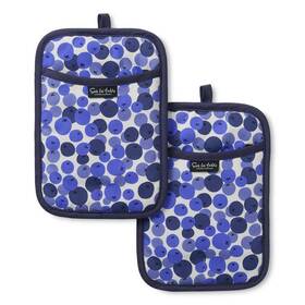 2p023158tdska1 Sur La Table Kitchen Essentials Fresh Blueberries Fruit Cotton Pot Holder Blue/white 7 Inch X10 2-pack