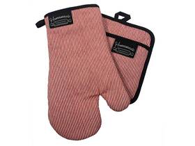 241670 Swanson Christian Products Oven Mitt And Pot Holder Set-red/white Pinstripe Set Of 2