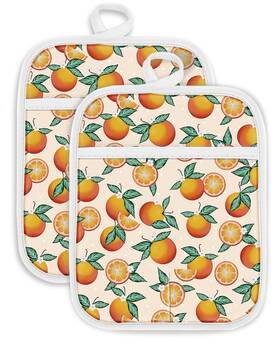 Potholder1119-1 Swooflia 100% Cotton Pot Holders 2 Pack Set For Kitchen With Pockets Cute 440f Heat Resis