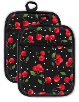 Potholder1119-3 Swooflia 100% Cotton Pot Holders 2 Pack Set For Kitchen With Pockets - Cute 440 F Heat