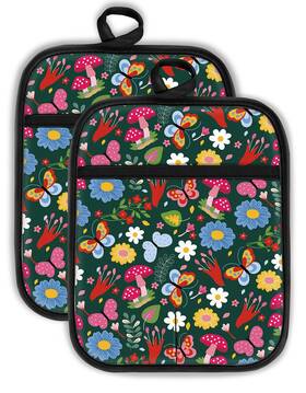 Potholder1119-7 Swooflia 100 Cotton Pot Holders 2 Pack Set For Kitchen With Pockets - Cute 44