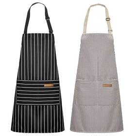 Ka02pc-b Syntus Apron For Men Women 26.77 29.53 Inch Basic Stripe Black Brown