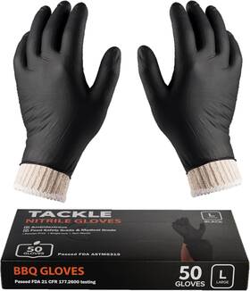 Tackleit 445045666652 Bbq Gloves 2 Cotton Glove Liners And 50 Disposable Nitrile For Cooking Baking Gr