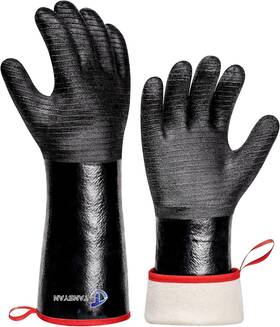 Nb-14 Tansyan 932 F Extreme Heat Resistant Gloves For Grill Bbq Waterproof Long Black