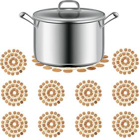 An003 Tefola 10 Pack Bamboo Trivets For Hot Dishes Heat Resistant Kitchen Wood Color