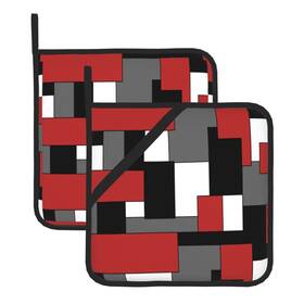 Yfgd1004 Tesiqimt Pot Holders For Kitchenabstract Red Black Check Patternheat Resistant Pothold