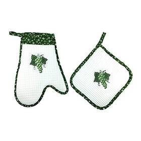 The Joy Tree 739761437212 Embroidered Grapes Oven Mitt Pot Holder Set Of 2