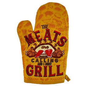 021meatscallingma The Meats Are Calling And I Must Grill Oven Mitt Funny Backyard Bar-b-que Bbq