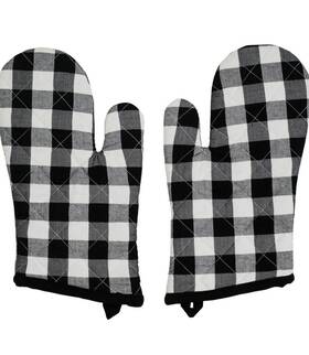 The Regal Touch 738980973877 Black Buffalo Plaid Long 12 Inch X7 Oven Hand Gloves 2 Pc Set