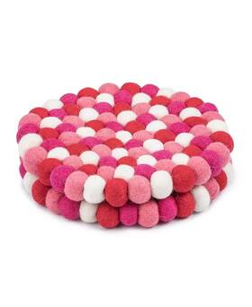 Thirstystone 672885049148 Valentines Pom-pom Trivets Set Of 2 - Red Pink