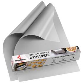 Threadnanny 2 Pk Silver Ovenmat Oven Liners 17 X 25 Pack Non Stick Teflon Heavy Duty Electric Large