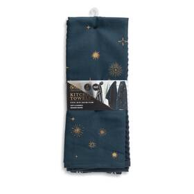 Tt0746r Thyme & Table And Kitchen Towels Navy Celestial 4 Pack Set