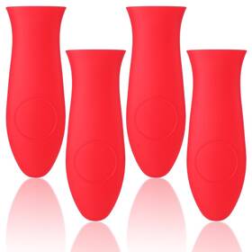643145 Tiesome 4 Pcs Silicone Hot Handle Holder Red Heat Resistant Pot Sleeve Reusab