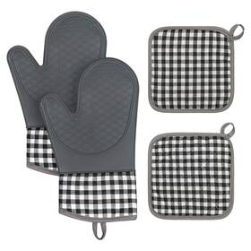 Tifanso 199284843967 Plaid Oven Mitts And Pot Holders 4-piece Set Gloves Gray