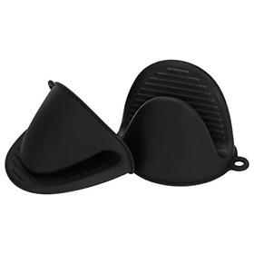 Tf-tfb039a Tifanso Silicone Oven Mitts Pot Holders Sets For Kitchen Heat Resistant Black
