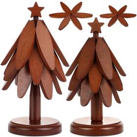 Boo-tioncy-5735 Tioncy Tree Coasters Set Of 6 Wooden Trivets For Hot Dishes 2 Sizes Collapsible Tr