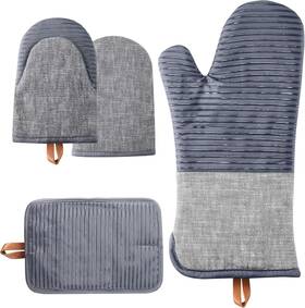 Tiptap 313035771792 Kitchen Oven Mitts 4pcs Set- Non-slip Cotton Mitt And Pot Holders He