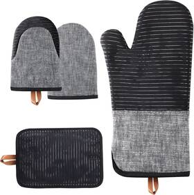 Tiptap 313114493454 Kitchen Oven Mitts 4pcs Set- Non-slip Cotton Mitt And Pot Holders He
