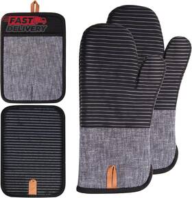 Tiptap 445019878814 4pcs Oven Mitts Kitchen Set Non Slip Cotton Mitt And Po