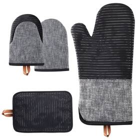 Tiptap 716032684629 Kitchen Oven Mitts 4pcs Set- Non-slip Cotton Mitt And Pot Black