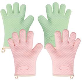 Tmwefusc 181963663519 2 Pack Silicone Oven Mitts Gloves With Fingers Heat Resistant Waterproof
