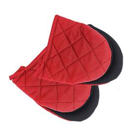 Top-spring 883521813461 Neoprene Red Mini Oven Mitts 2 Pack Short Small Cotton Half Finger Hand Mits Wit