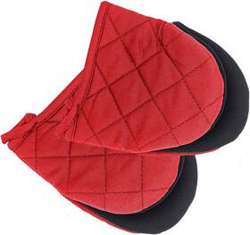 V23945f10hui Top-spring Neoprene Red Mini Oven Mitts 2 Pack Short Small Cotton Half Finger Hand Mits Wi