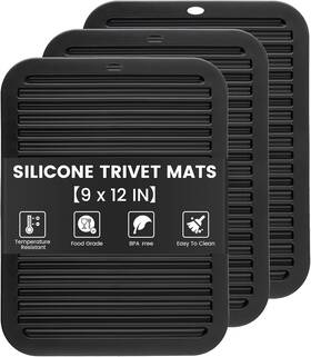 Topulors 445034461411 3 Pcs Silicone Trivets For Hot Pots And Pans 9 Inch X12 Heat Resistant Mat