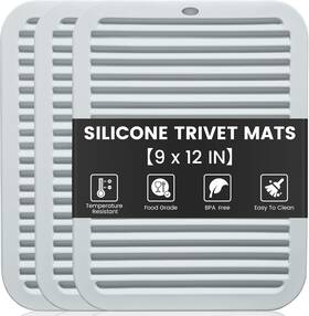 Topulors 711181489385 3 Pcs 9 Inch X12 Silicone Trivet Heat Resistant Pads For Kitchen Hot Pots Pans