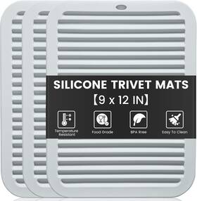 Trivets-g-3 Topulors 3 Pcs Silicone Trivets Pots Pans 9 Inch X12 Heat Resistant Mat Hot Pads Kitchen