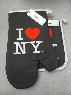 Torkia 838739609016 I Heart Ny Love New York Pot Holder And Oven Mitt Black