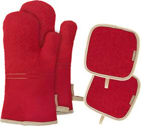 Tormays 313103438435 4-piece Oven Mitts And Pot Holders Set - 572 F Heat Resistant Non-slip Red