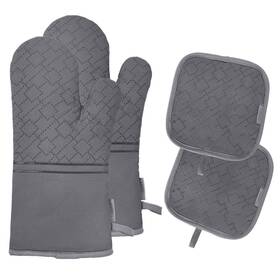 572f Tormays 791334222991 4pcs Oven Mitts And Pot Holders Set Glove Soft Cotton Lining With