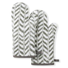 Town & Country 028332754514 Tommy Bahama Maui Herringbone Oven Mitt 2-pack Set Grey 7 Inch X14