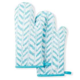 Town & Country 028332754521 Tommy Bahama Maui Herringbone Oven Mitt 2-pack Set Aqua Blue 7 Inch X14 Town & Country 028332754521 Tommy Bahama Maui Herringbone Oven Mitt 2-pack Set Aqua Blue 7 Inch X14