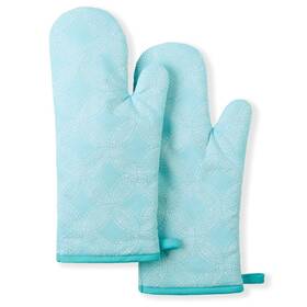 Town & Country 028332754576 Tommy Bahama Island Tile Oven Mitt 2-pack Set Aqua Blue 7 Inch X14